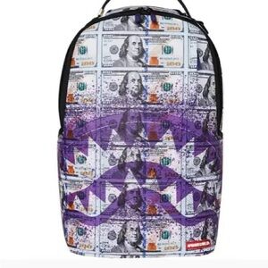 Sprayground Money Print Backpack - Purple and Black